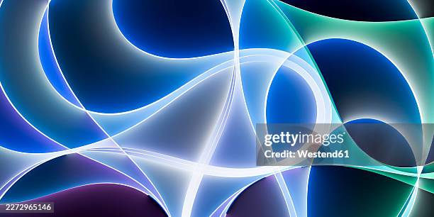 abstract neon 3d curves and light waves with gradient fractal shapes - light abstract stock illustrations