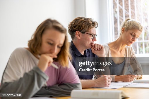 Diverse students learning language in classroom environment Diverse students learning language in classroom environment