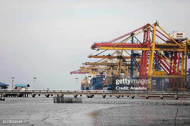 View of Belawan Port in the waters of the Malacca Strait, Medan, North Sumatra, Indonesia on April 28, 2026. The Malacca Strait is one of the most...