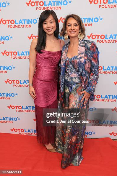 Maria Humar Weijia Jiang and Maria Teresa Kumar attend Voto Latino Foundation's ...