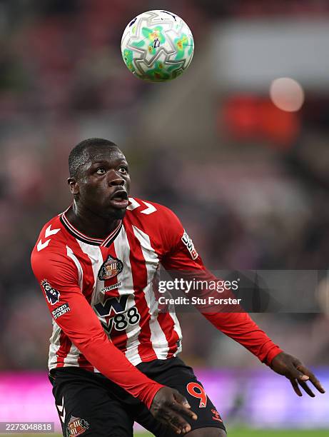 Brian Brobbey of Sunderland in action during the Premier League match between Sunderland and Nottingham Forest at Stadium of Light on April 24, 2026...