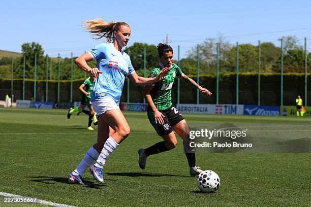 Nikola Karczewska of SS Lazio women competes for tha ball with Aurora De Rita of US Sassuolo women during the Serie A Women match between SS Lazio...