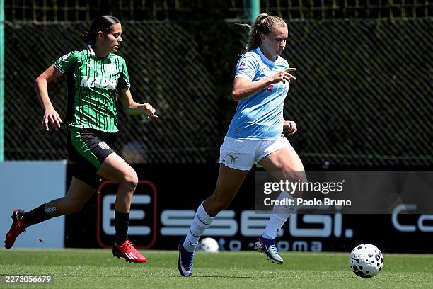 Nikola Karczewska of SS Lazio women competes for tha ball with Aurora De Rita of US Sassuolo women during the Serie A Women match between SS Lazio...