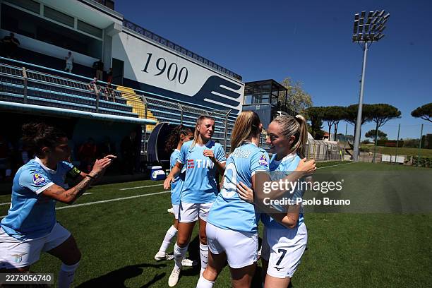 Lazio women players react during the Serie A Women match between SS Lazio women and US Sassuolo women at Formello sport centre on April 25, 2026 in...