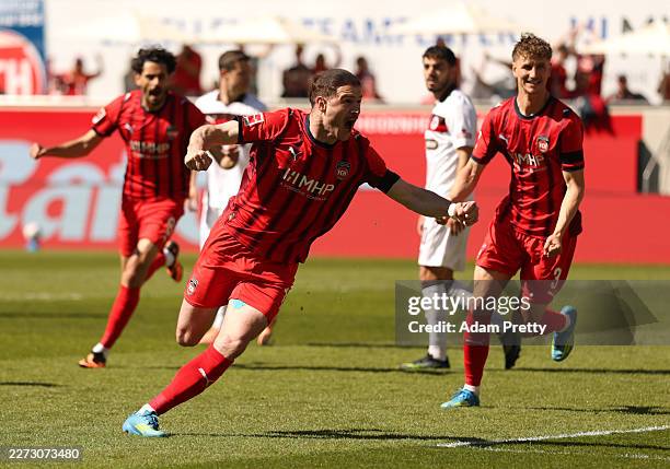 Budu Zivzivadze of 1. FC Heidenheim 1846 celebrates scoring his team's first goal during the Bundesliga match between 1. FC Heidenheim 1846 and FC...