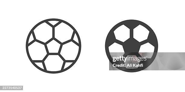 soccer ball line and solid icon. editable stroke - clean and simple minimal web icon - foot kicking stock illustrations