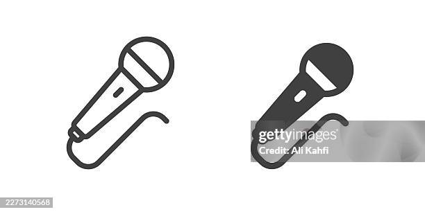 microphone line and solid icon. editable stroke - clean and simple minimal web icon - singer isolated stock illustrations