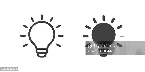 light bulb line and solid icon. editable stroke - clean and simple minimal web icon - energy efficient heating stock illustrations