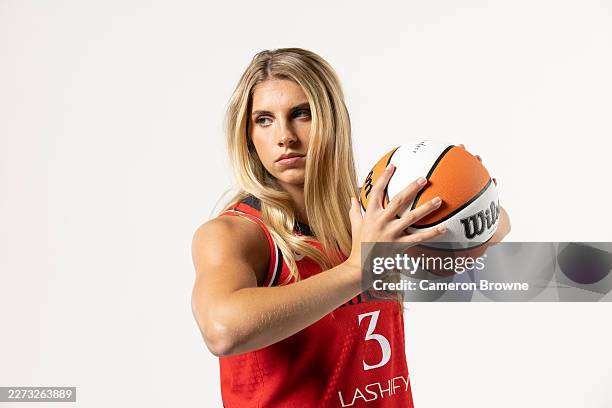 Sarah Ashlee Barker poses for a portrait during WNBA Media Day on April 23, 2026 at the Oregon Episcopal School in Portland, Oregon. NOTE TO USER:...