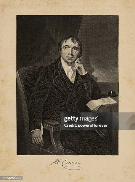 john philpot curran, painting by thomas lawrence - 18th century - superstar text stock illustrations
