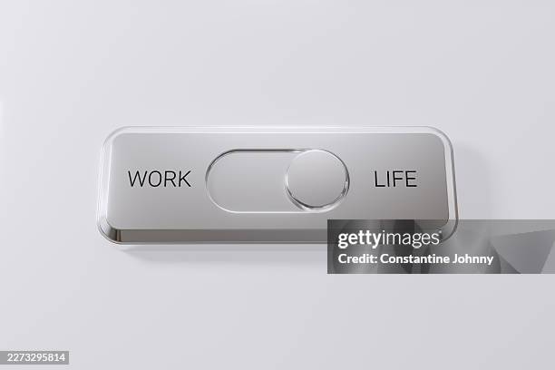 chrome work life balance toggle switch. work vs life. - toggle switch stock pictures, royalty-free photos & images
