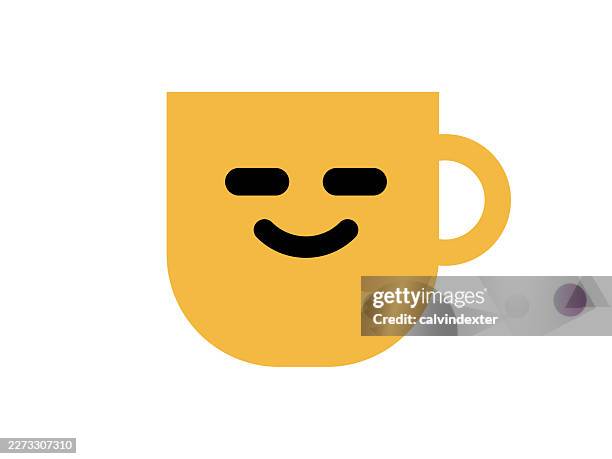 happy coffee cup or mug emoji icon symbol - drinking milk stock illustrations