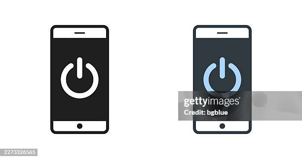 smartphone with power button. icons for design - editable icon - log out stock illustrations