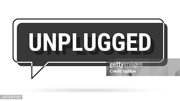 unplugged - 3d black speech bubble on white background - electrical box stock illustrations