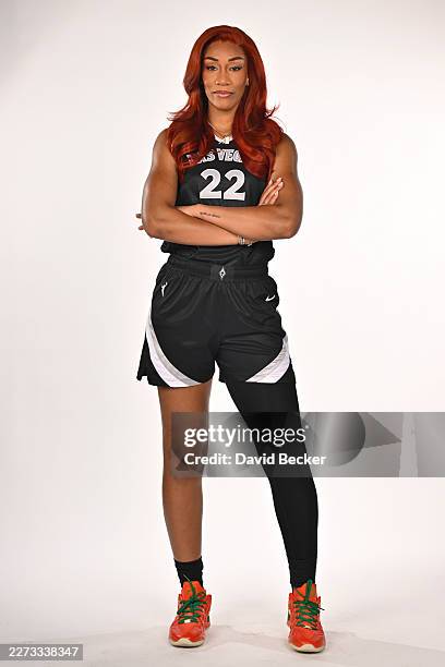 Ja Wilson of the Las Vegas Aces poses for a portrait during the WNBA media day at LMG Studios on April 28, 2026 in Las Vegas, Nevada. NOTE TO USER:...
