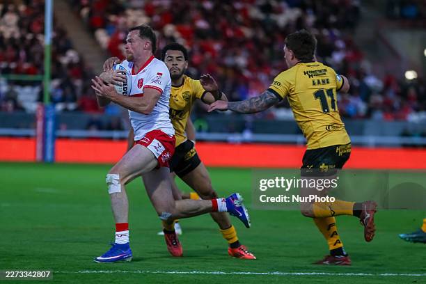 Joe Burgess evades Castleford's defense during the BetFred Super League match between Hull Kingston Rovers and Castleford Tigers at the Sewell Group...