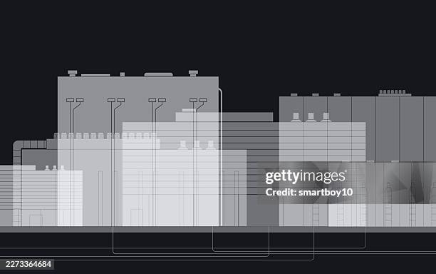 data center concept - black and white - datacenter power stock illustrations