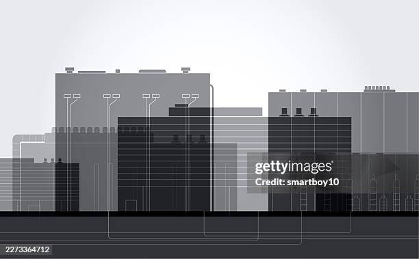 data center concept - black and white - datacenter power stock illustrations