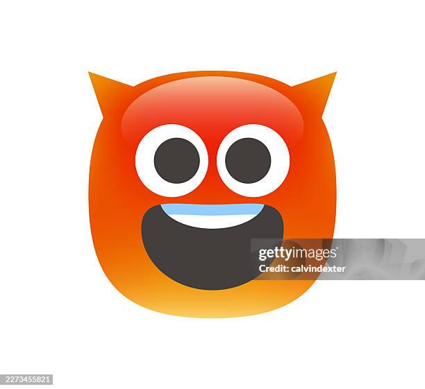 happy smiling evil emoji - devil emoji stock illustrations