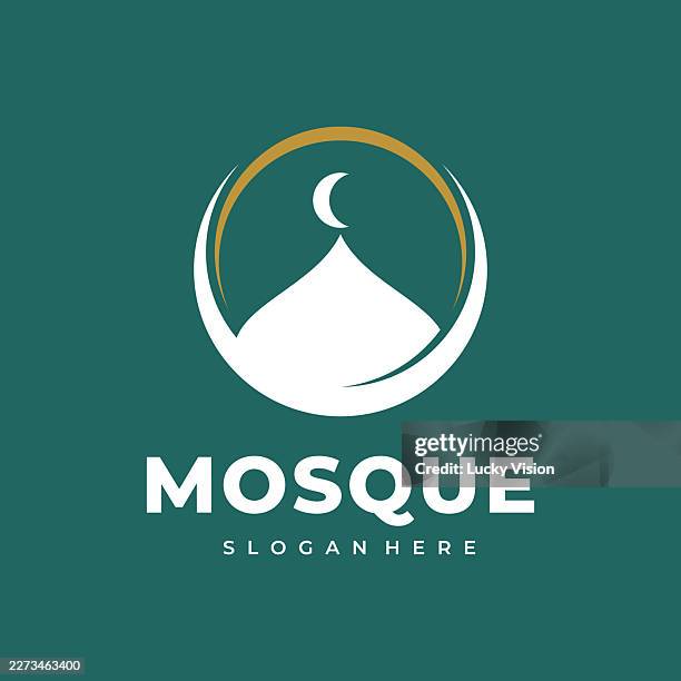 simple islamic mosque logo symbol vector - indonesia school stock illustrations