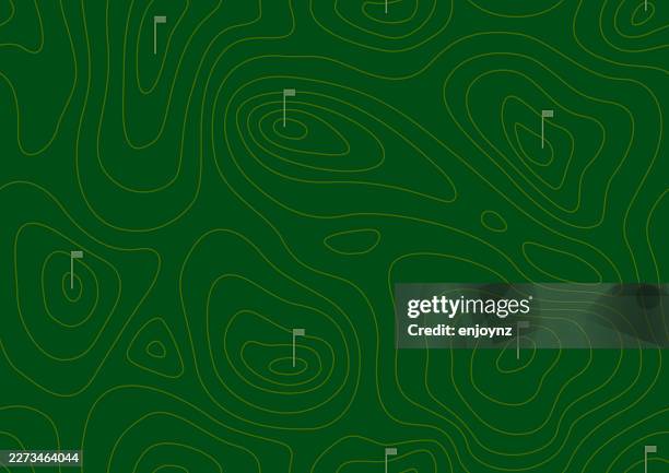 seamless topographic contour lined golf course map pattern with flags - golf course aerial view stock illustrations