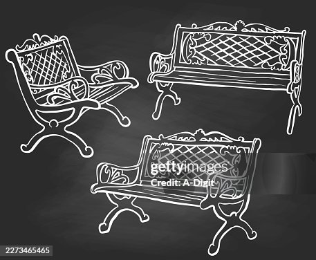 Antique Park Benches Blackboad Antique Park Benches Blackboad