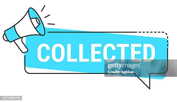 collected - speech bubble and megaphone on white background - lifting boxes work stock illustrations