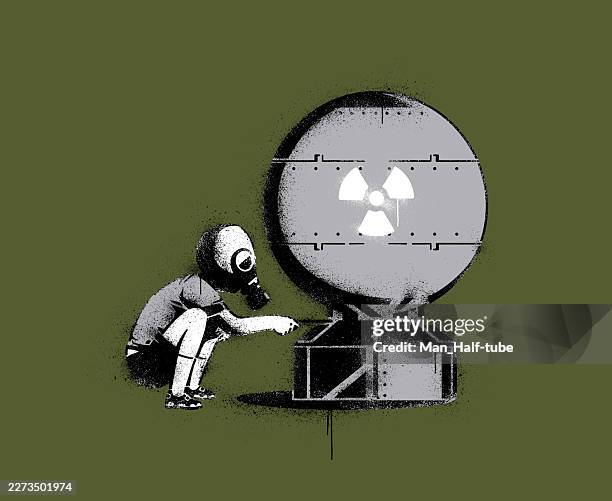 nuclear bomb stencil graffiti - nuclear bomb explosion stock illustrations