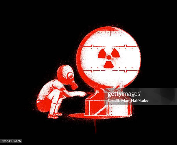 nuclear bomb stencil graffiti - nuclear bomb explosion stock illustrations