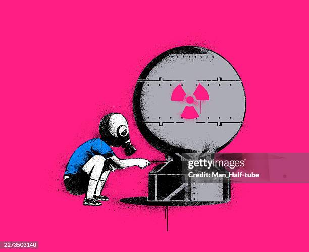 nuclear bomb stencil graffiti - nuclear weapon stock illustrations