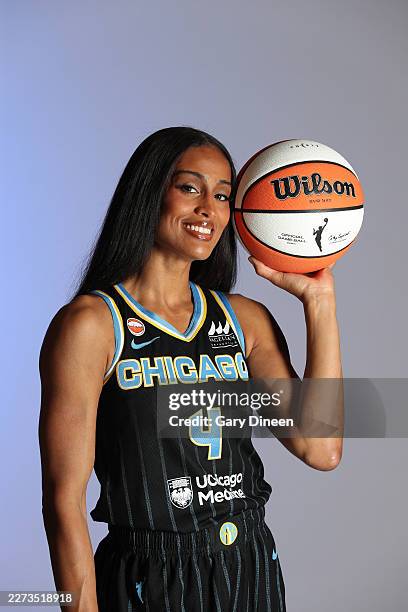 Skylar Diggins of the Chicago Sky poses for a portrait during WNBA media day on April 30, 2026 at The Fields Studios in Chicago, Illinois. NOTE TO...