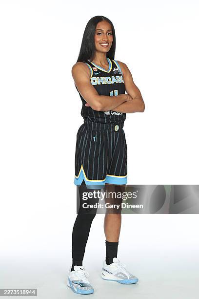 Skylar Diggins of the Chicago Sky poses for a portrait during WNBA media day on April 30, 2026 at The Fields Studios in Chicago, Illinois. NOTE TO...