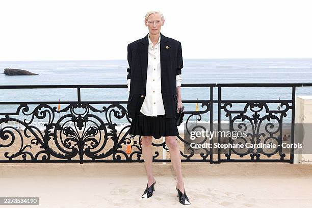 Tilda Swinton attends the Chanel Cruise 2026/27 on April 28, 2026 in Biarritz, France.