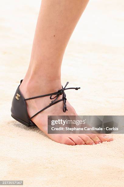 Model, detail, walks the runway during the Chanel Cruise 2026/27 on April 28, 2026 in Biarritz, France.