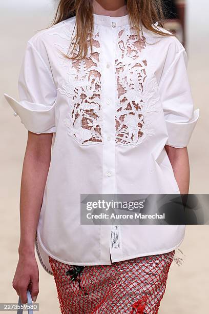 Model, fashion detail, walks the runway during the Chanel Cruise 2026/27 on April 28, 2026 in Biarritz, France.