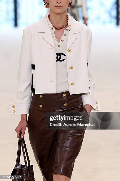Model, fashion detail, walks the runway during the Chanel Cruise 2026/27 on April 28, 2026 in Biarritz, France.