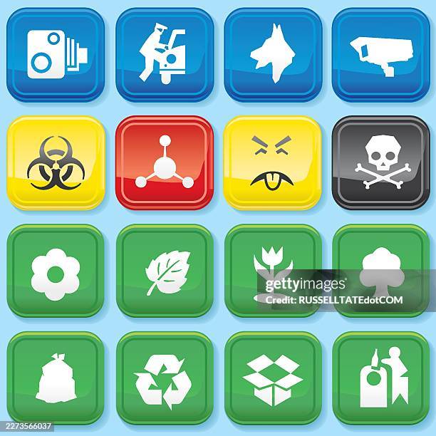 colorful flat user interface icons set for apps and web - speed camera stock illustrations