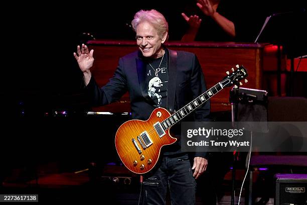 Don Felder performs onstage during the Musicians Hall of Fame & Museum Concert and Induction Ceremony at The Fisher Center for the Performing Arts on...