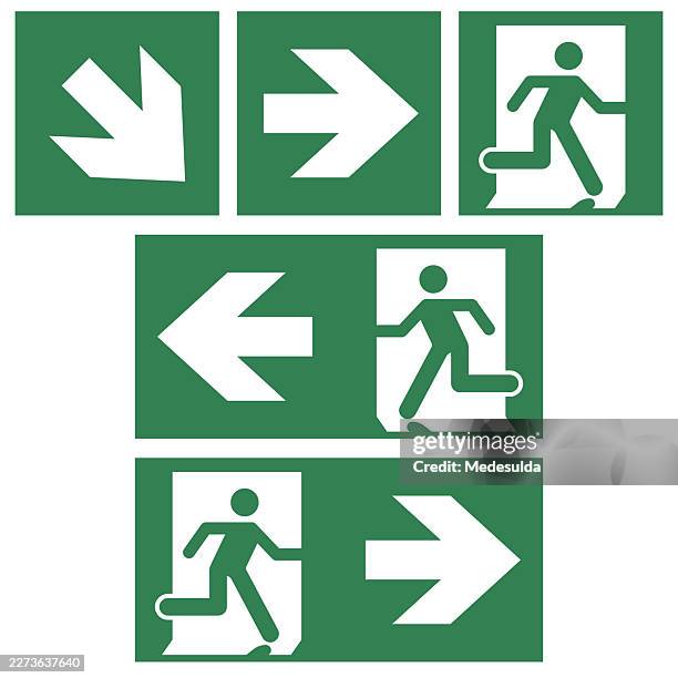 emergency exit sign. - fire exit stock illustrations