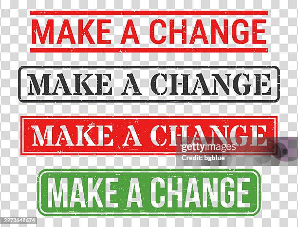 make a change - rubber stamp set on blank background - make better concept stock illustrations