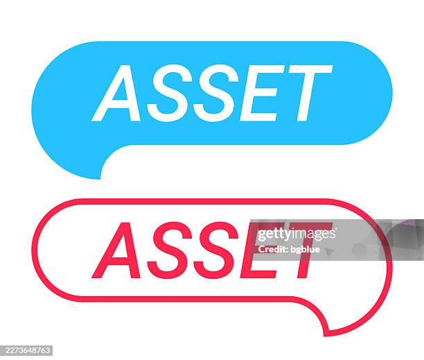 asset - blue and red speech bubble on white background - text message notification stock illustrations