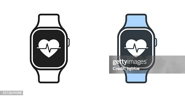smartwatch with health app. icons for design - editable icon - smart watch stock illustrations