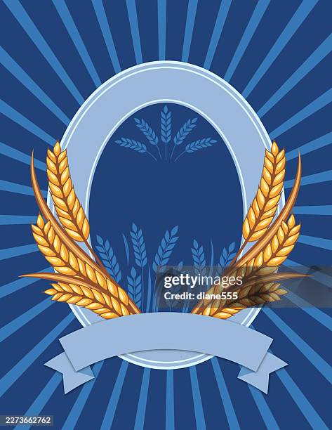 organic wheat or flour label template with copy space - bread baking ingredients stock illustrations