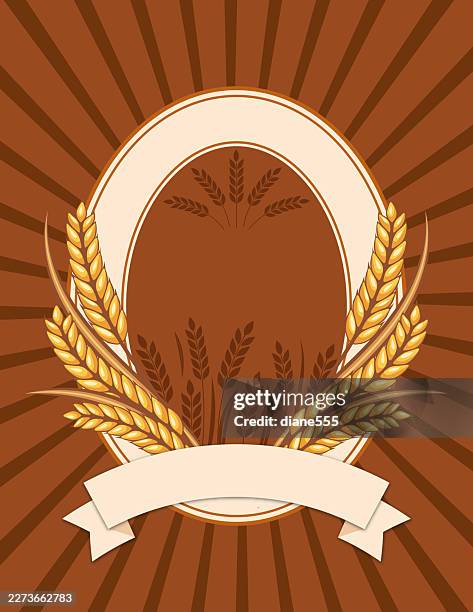 organic wheat or flour label template with copy space - bread baking ingredients stock illustrations