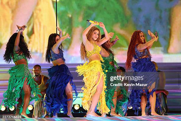 Shakira performs live during a concert as part of TODO MUNDO NO RIO at Copacabana beach on May 3, 2026 in Rio de Janeiro, Brazil.