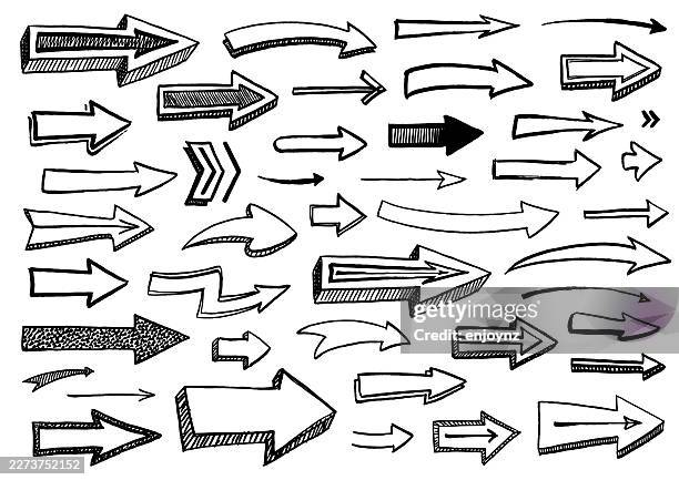 hand drawn arrow sketch collection - drawn arrow stock illustrations