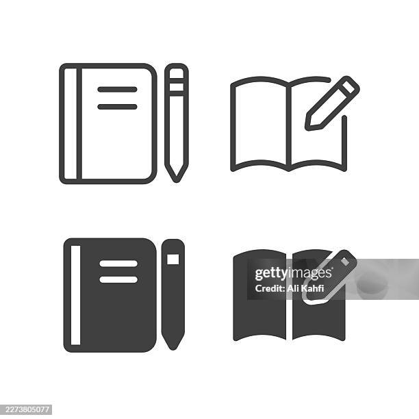 write icon. solid and line simple icon series - reading reports stock illustrations