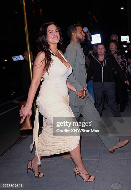 Ashley Graham and Justin Ervin seen at Jeff Bezos and Lauren Sánchez Bezos Met Gala pre-party at their NoMad apartment on May 02, 2026 in New York...