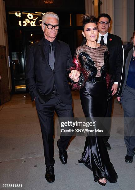 Harry Hamlin and Lisa Rinna seen at Jeff Bezos and Lauren Sánchez Bezos Met Gala pre-party at their NoMad apartment on May 02, 2026 in New York City.