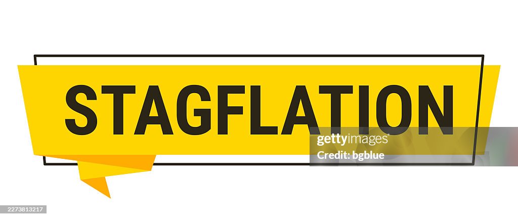 Stagflation - Yellow speech bubble on white background